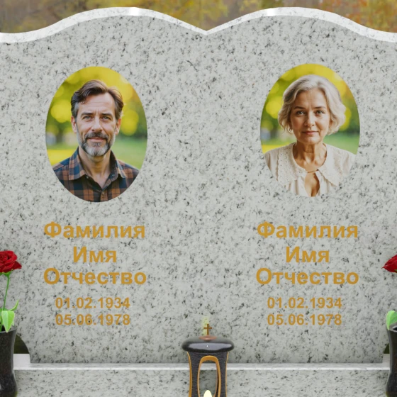 Памятник-книга горизонтальный из гранита для двоих, гранит Мансуровский