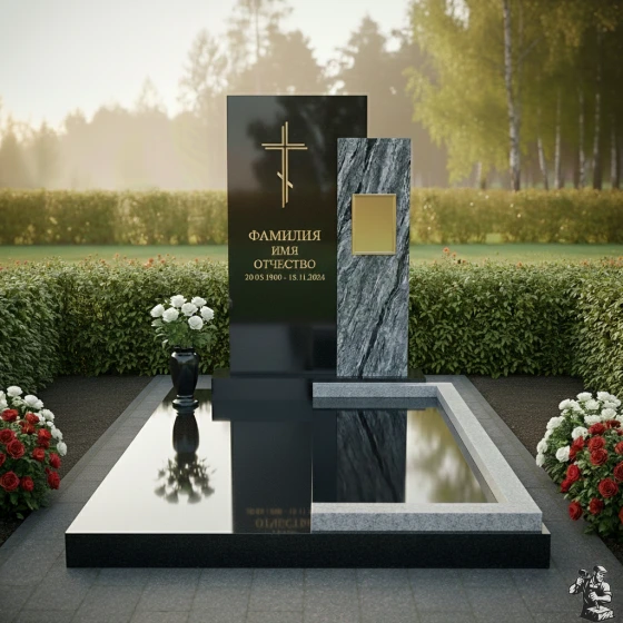 Православный комбинированный памятник в Туле, гранит Габбро-диабаз