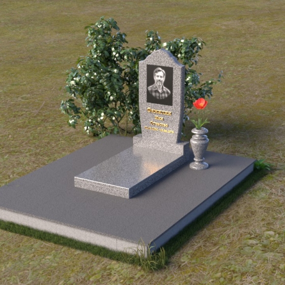 Гранитное надгробие с волнообразным контуром, гранит Мансуровский
