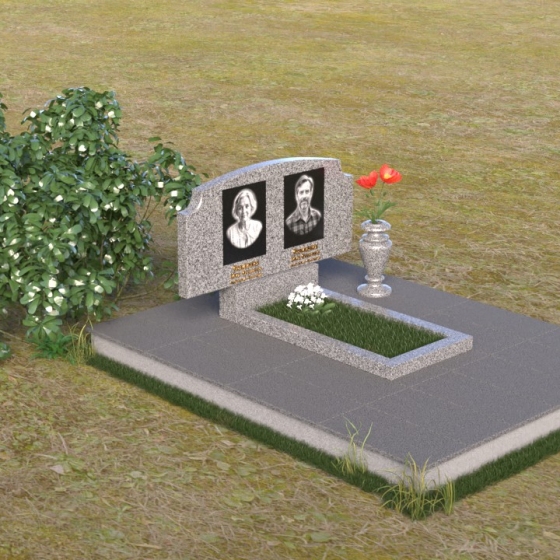 Мемориал с плавной линией горизонта, гранит Мансуровский, вид 2, в Якутске