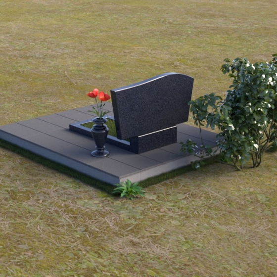 Мемориальная композиция с волнообразным верхом, гранит Блю Перл, вид 4