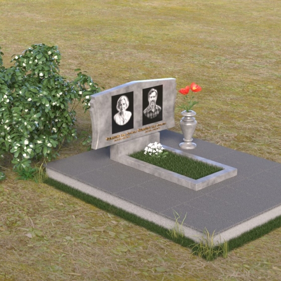 Памятник гранитный со скошенными боками и полировкой, мрамор Тассос, вид 2