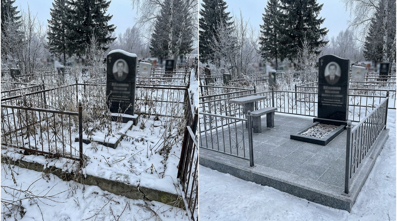 Благоустройство могилы в Якутске — пример 2